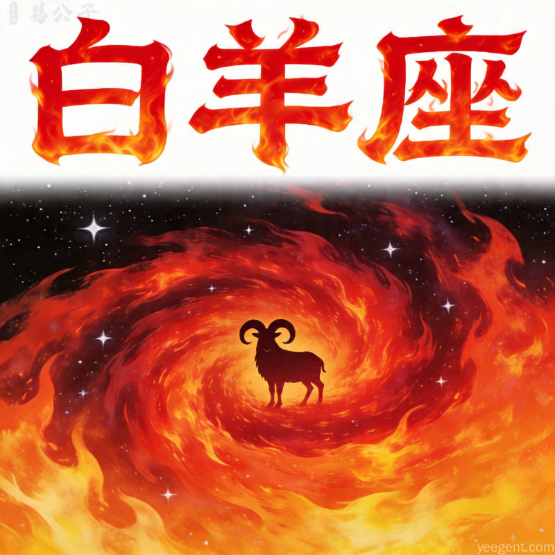 传统命理学白羊文化图:白羊座符号与银河交汇风格的概念插图
