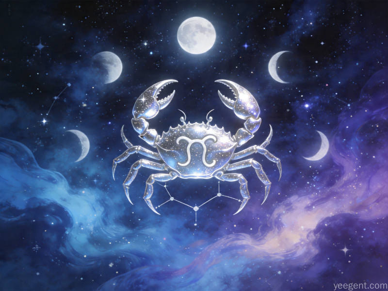 巨蟹星象解析示意图:月光银蓝色调的星象的视觉效果展现