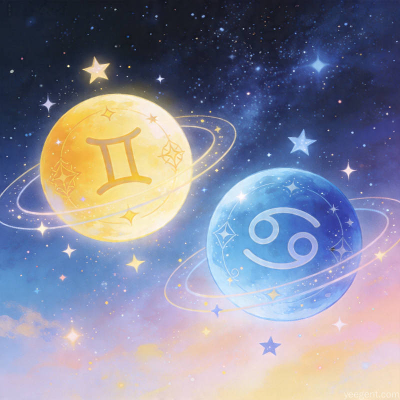 双子星象解析示意图:灵动变幻双色调的星象的视觉效果展现