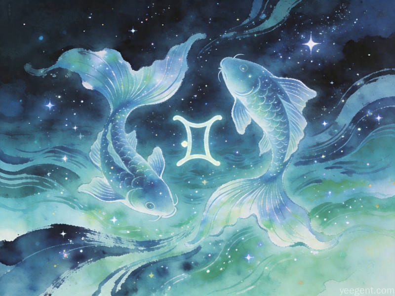 双鱼星象解析示意图:梦幻渐变海蓝调的星象的视觉效果展现