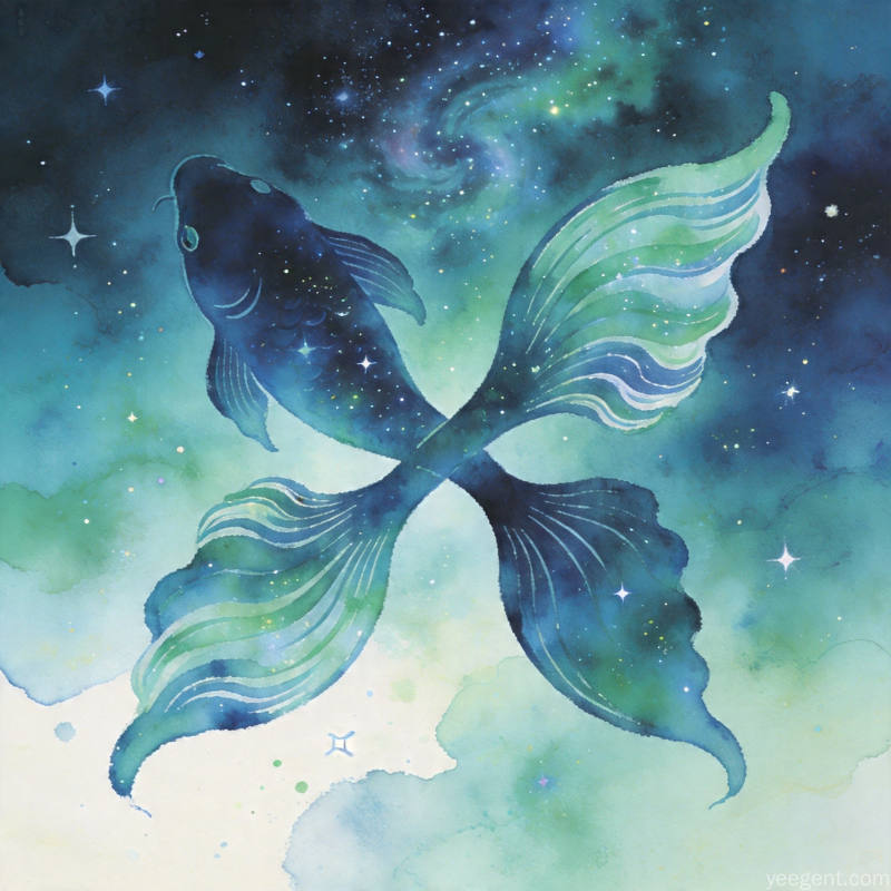双鱼星象解析示意图:梦幻渐变海蓝调的星象的视觉效果展现
