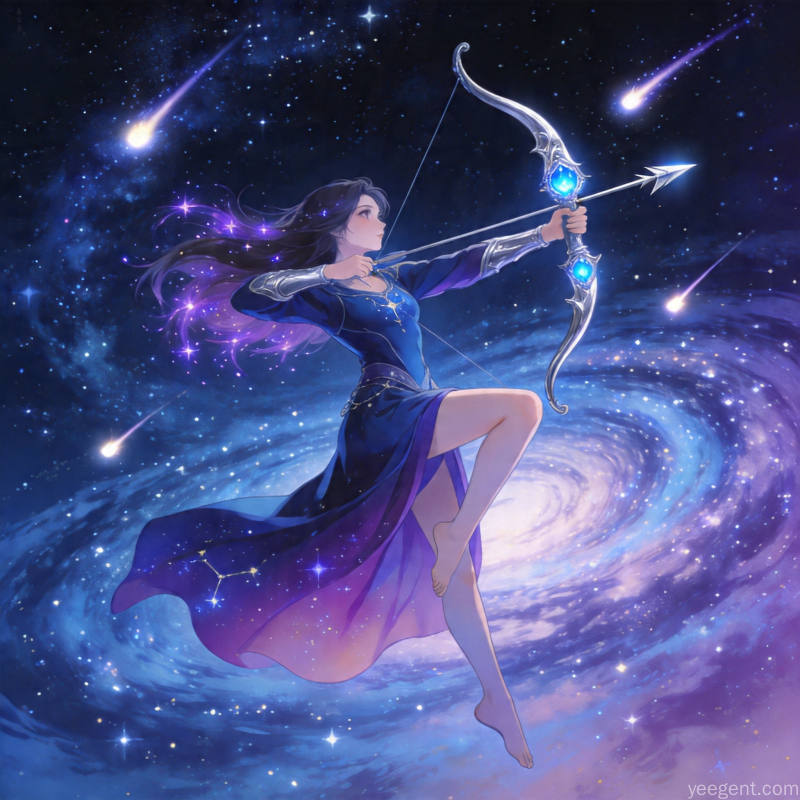 射手星象解析示意图:自由蓝紫色调的星象的视觉效果展现