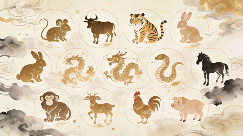 属鸡人国潮插画风格,融合金色公鸡图案与牡丹花纹,寓意事业腾飞、人缘旺盛