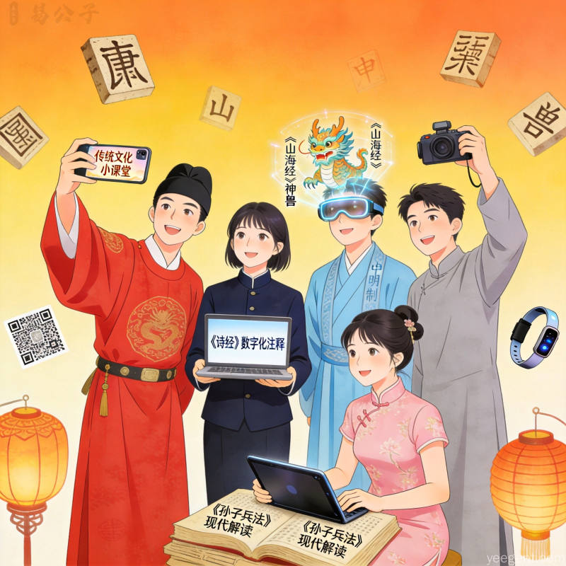 传统文化在数字时代的复兴,古籍与电子设备并存