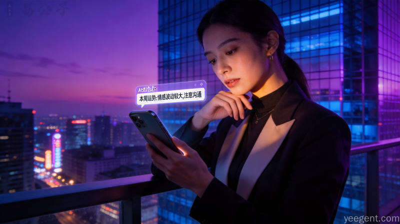 AI运势工具分析配图3:都市女性使用AI传统文调理读场景