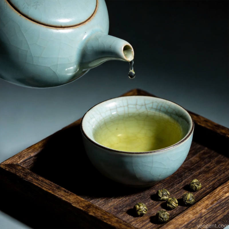古朴茶具中清香袅袅,红润樱桃与桑葚点缀,体现小满时节清心养生的雅致生活