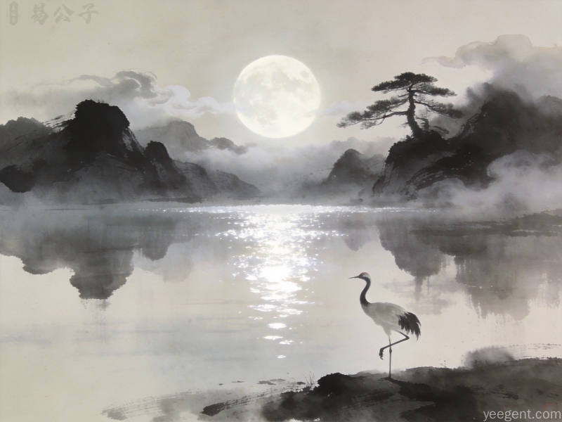 水墨古松云雾缭绕,宁静悠远的山林梦境画面