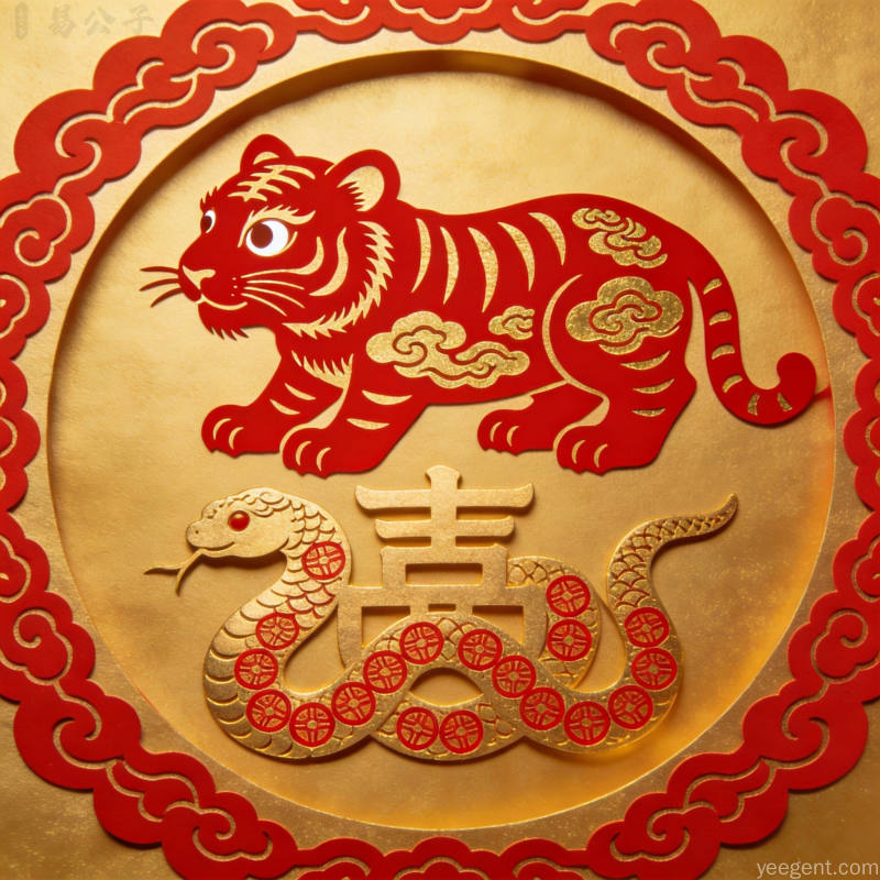 国潮插画风格生肖运势图,属鼠人形象,现代都市与传统文化融合,富贵吉祥