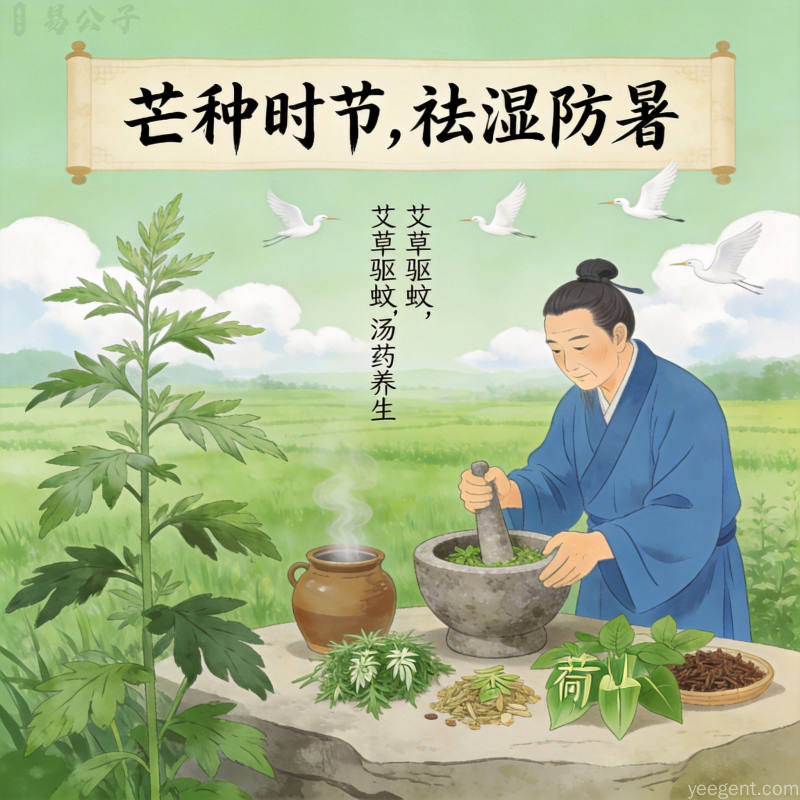 芒种节气中医养生指南图解,展示中医传统养生智慧中的起居调养与健脾养心方法