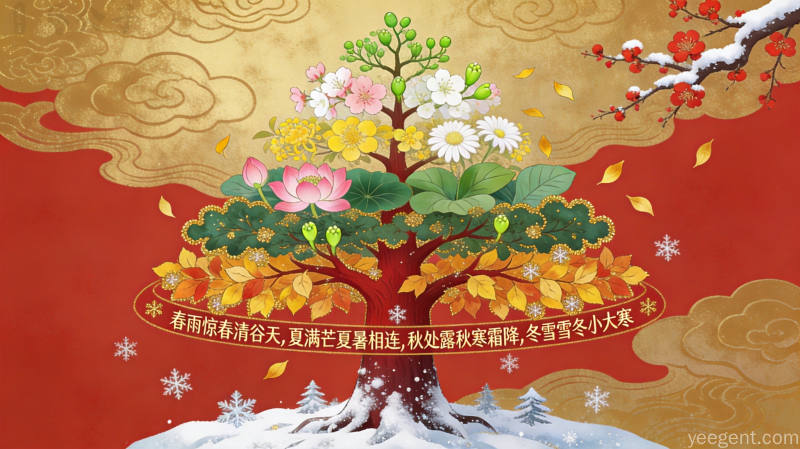 古籍风格的二十四节气水墨画卷,展现古人观天象制定节气的场景,中国传统历法智慧