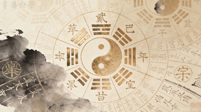 五行流转示意图，金木水火土相生相克关系以圆形图示展现，体现中国传统哲学的圆融与平衡