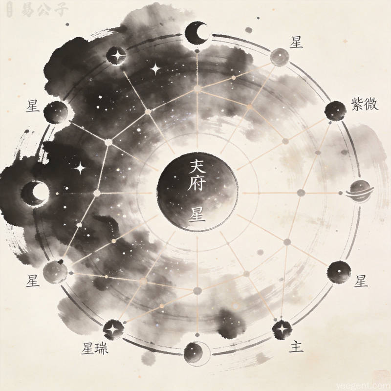 紫微斗数十四主星星曜图解,展示紫微、天机、太阳、武曲等主星在命盘中的象征意义