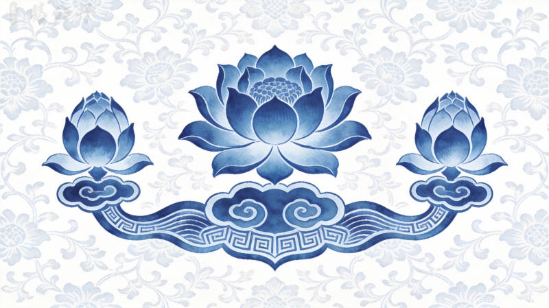 青花瓷吉祥纹样图案装饰,传统典雅文化底蕴与吉祥寓意展现