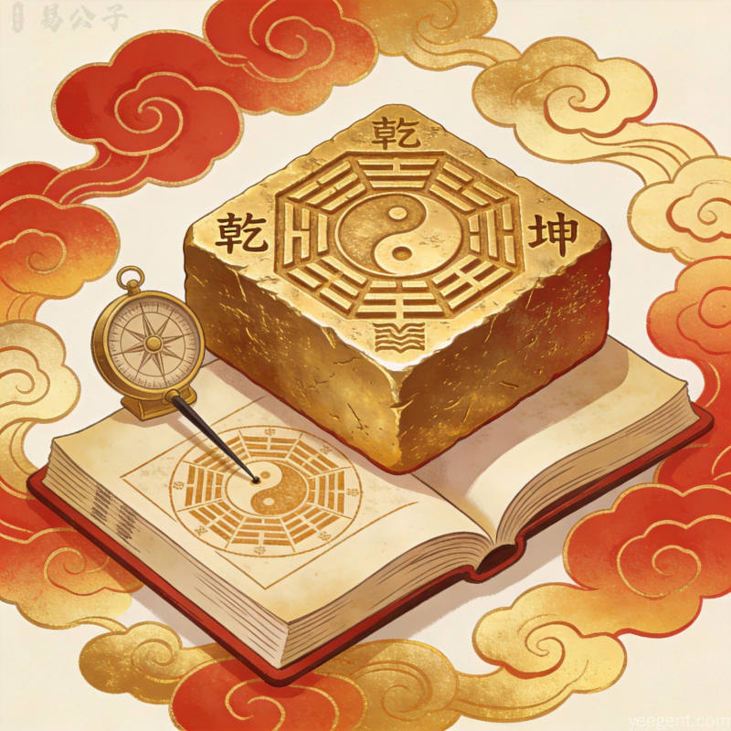 零基础入门六爻新手20个避坑问题配图——古书卦图、金石篆刻风格、祥云传统美学插画