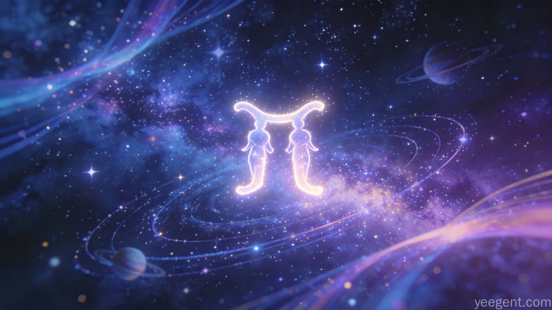 星座思维共振主题的抽象表达,行星轨迹与闪烁星辰的宇宙背景