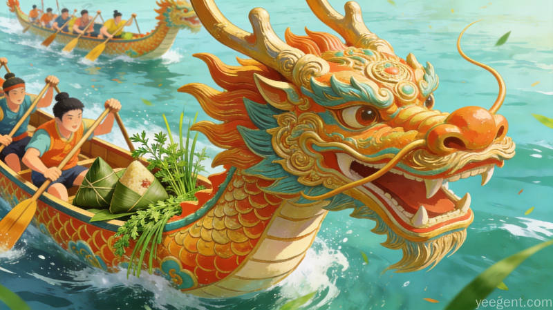 端午节龙舟竞渡场景,展现传统民俗的活力