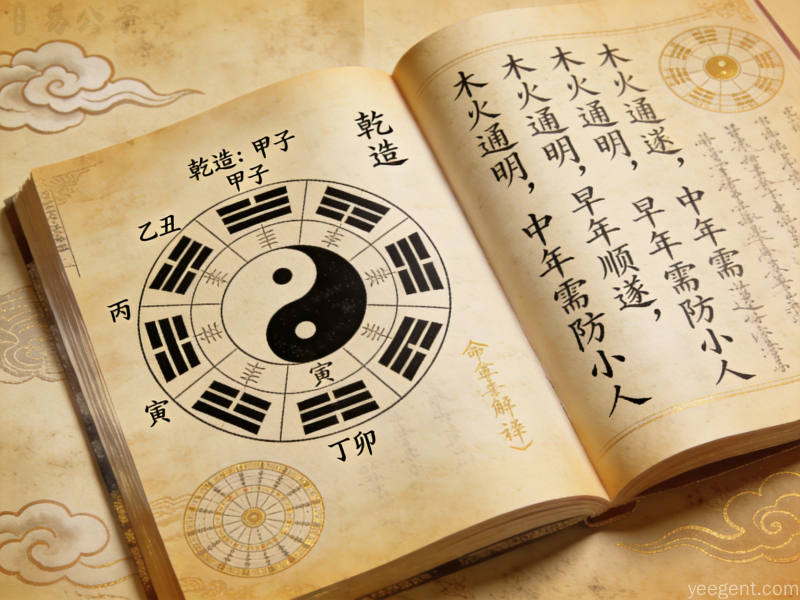 书案上摆放毛笔和宣纸的取名场景，墨香四溢的书房中翻阅字典，温暖灯光下展现传统文化中姓名学的雅致氛围