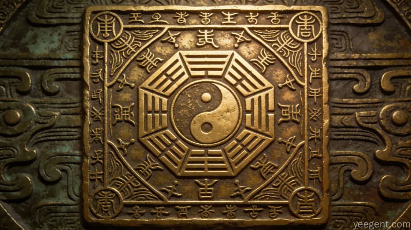 八卦与天干地支命理符号,金石篆刻风格