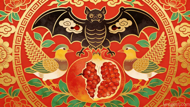 民间剪纸艺术图案,国潮风格团花