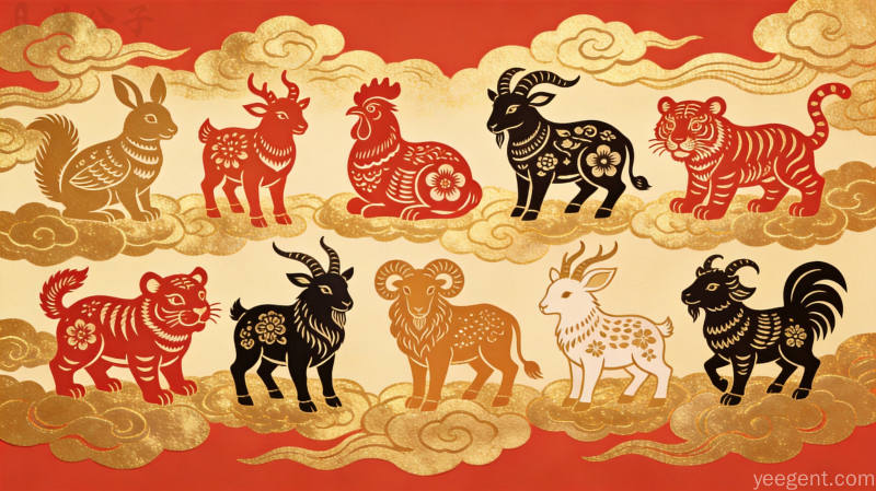 属虎与属猪生肖配对示意图,象征热情与温和的互补组合