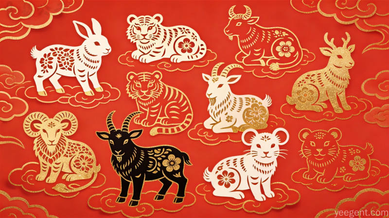 传统红色剪纸风格的生肖图案,体现民俗文化中的婚姻智慧