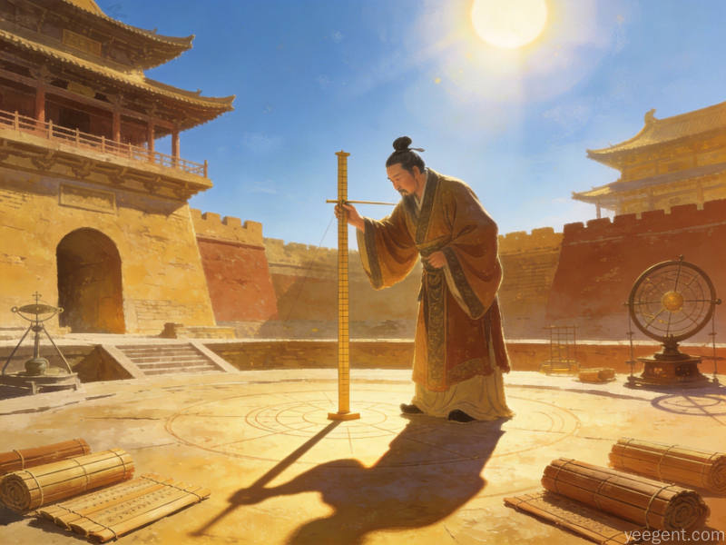 古代立竿测影观测天文的场景再现传统文化智慧