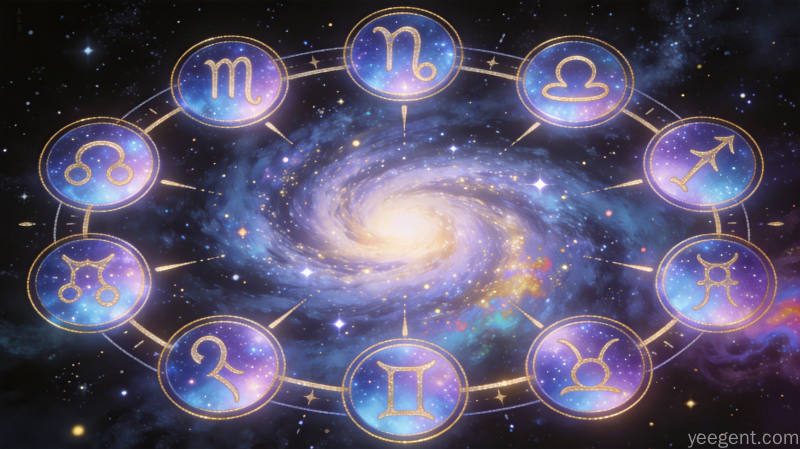 四象星座分类示意图,展示十二星座按元素属性的分组方式