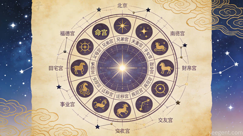 古代天文学中北斗七星与南斗六星的星象观测图:紫微斗数十四主星体系的天文来源依据