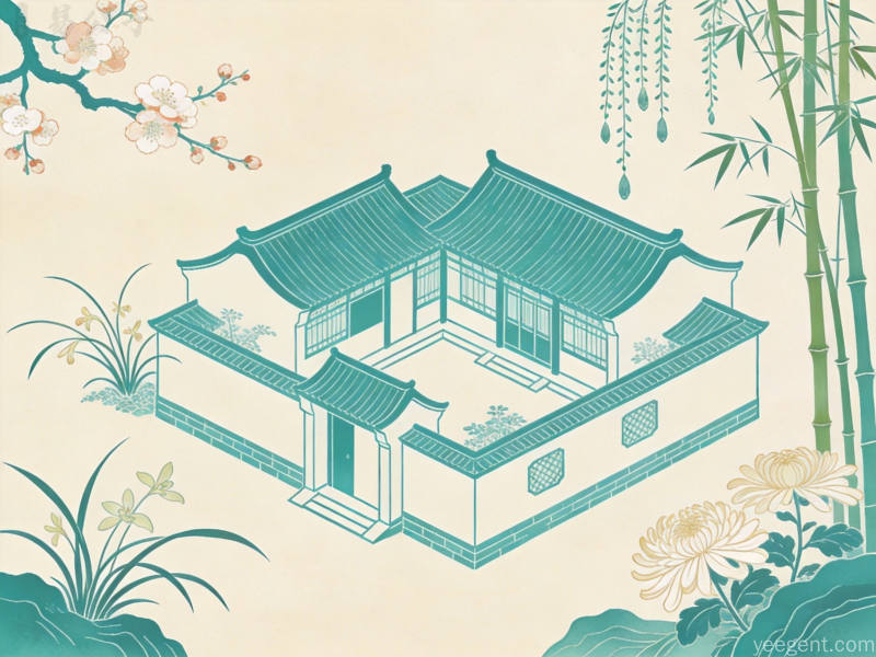 温馨雅致的中式居住空间画面搭配梅兰竹菊元素展现居家环境文化