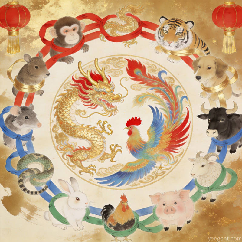 传统婚配文化解析配图,呈现十二生肖与婚姻和谐的民俗