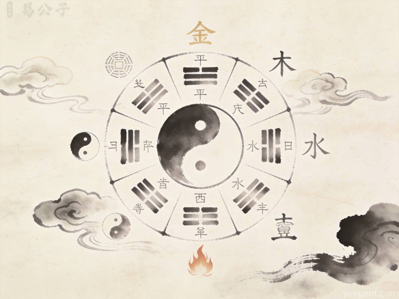 命盘天干地支五行生克示意图