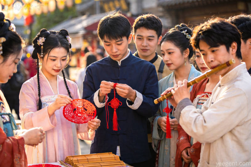年轻人穿汉服逛非遗市集,传统民俗焕发新生
