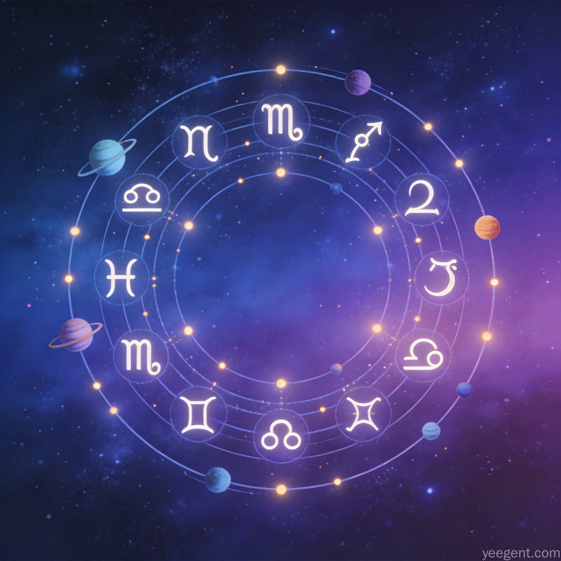 十二星座七月运程配图:行星轨道图