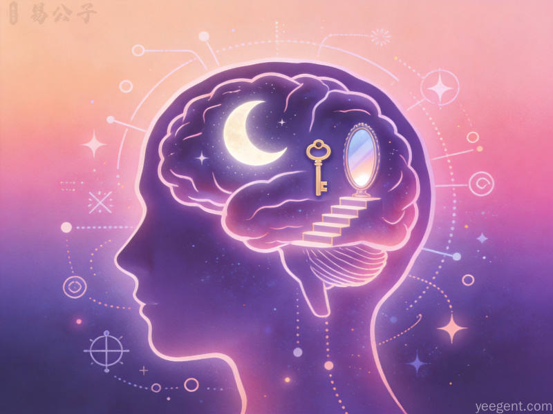 现代数字艺术风格大脑梦境解析主题概念图