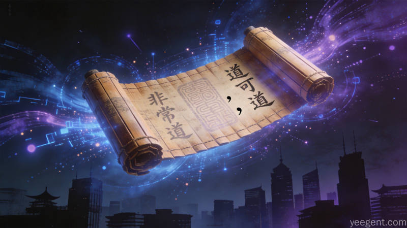 古典哲思与未来科技交融的视觉概念图