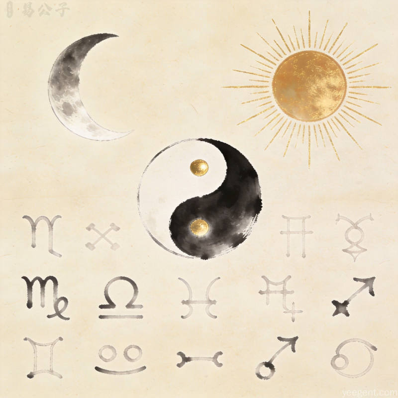 星盘分析中日月升三层人格模型与个人行星的核心关系图