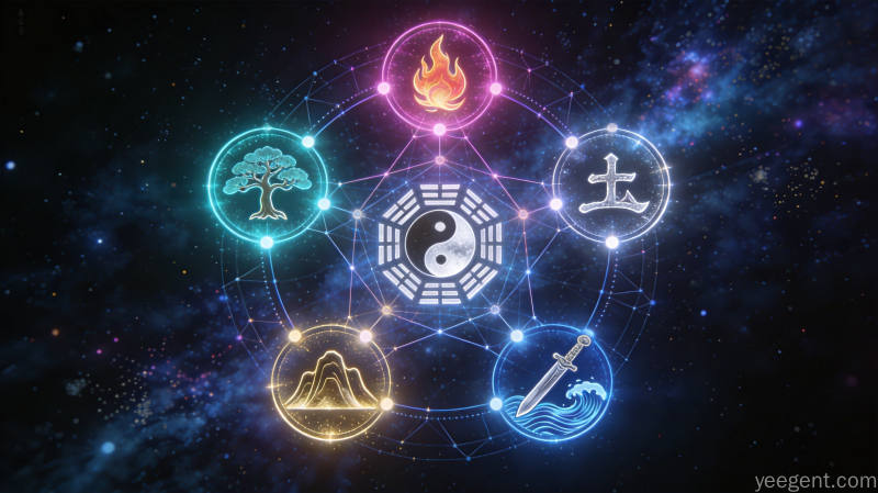 五行相生相克理论通过神经网络节点图的可视化表达