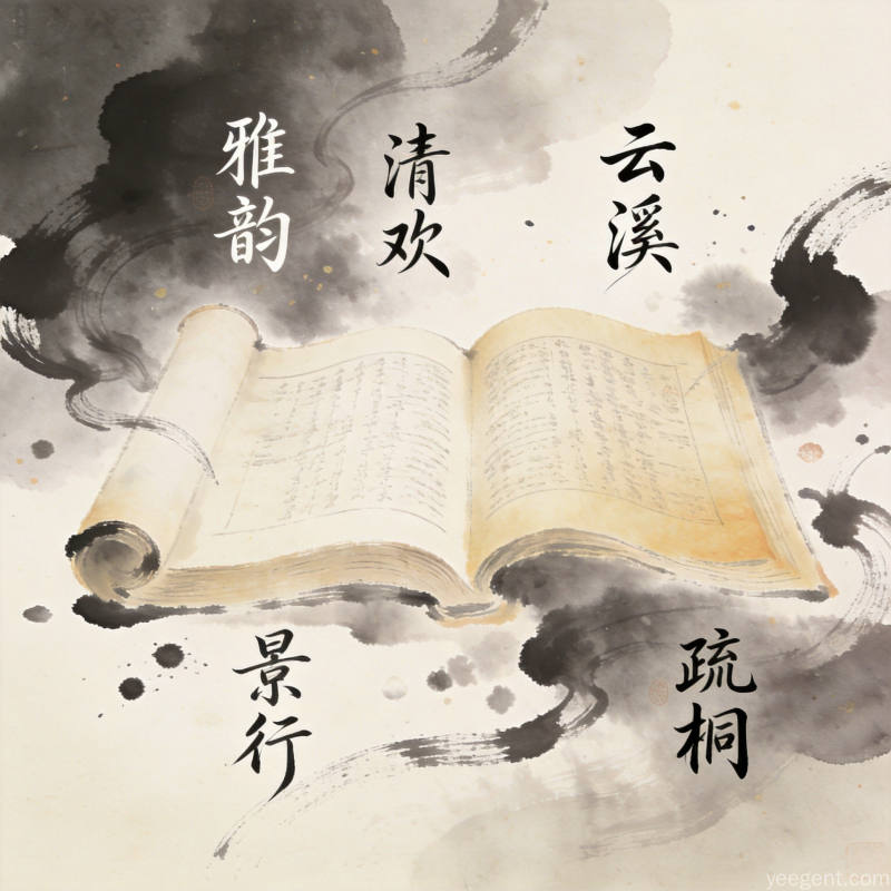古籍书卷上展示优美的汉字名字体现取名智慧