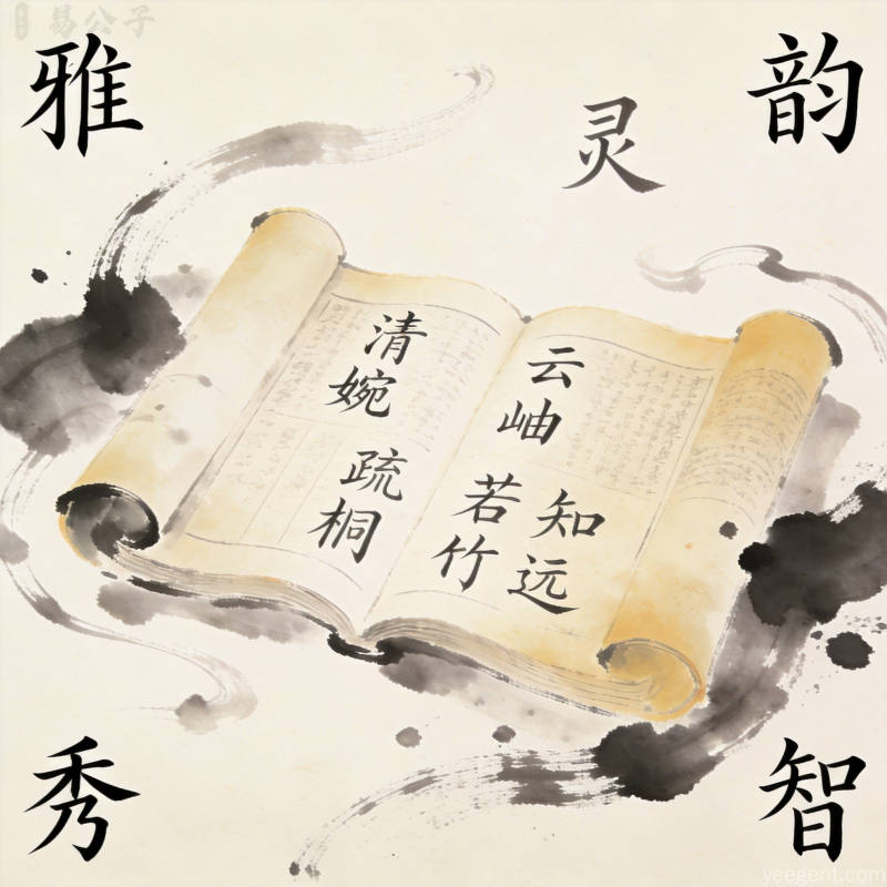 水墨晕染风格展现传统文化中姓名学的深厚底蕴