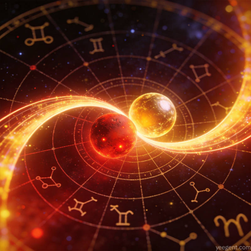 火星与太阳和谐相位星空意象图
