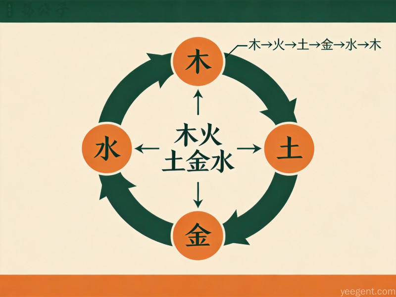 现代简约风格三才配置五行环形排列相生关系