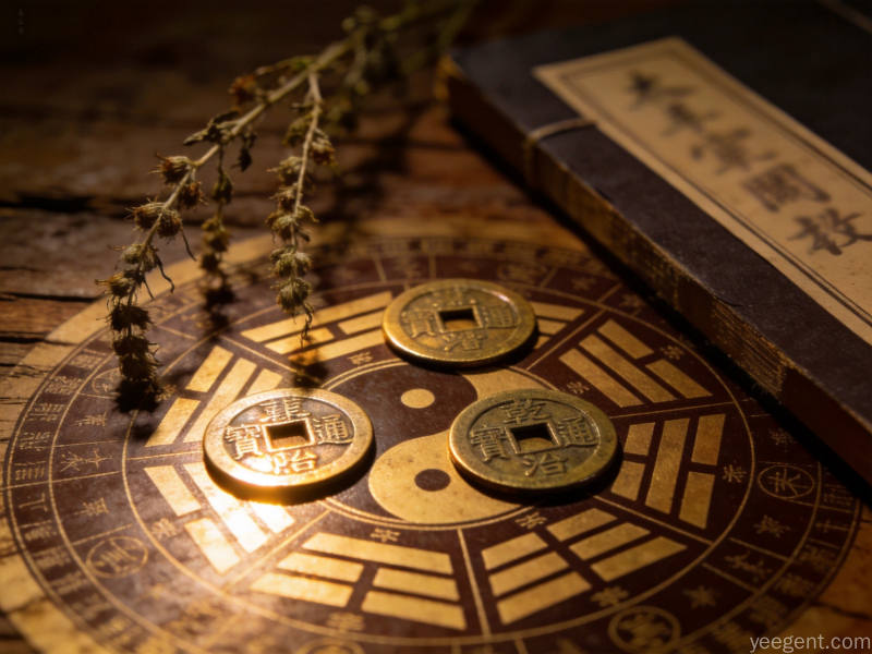 蓍草与古籍元素展现易学经典的历史传承与学术脉络