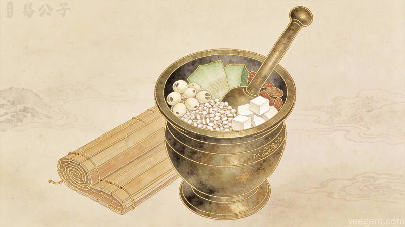 金线勾勒的传统健脾祛湿养生食材组合