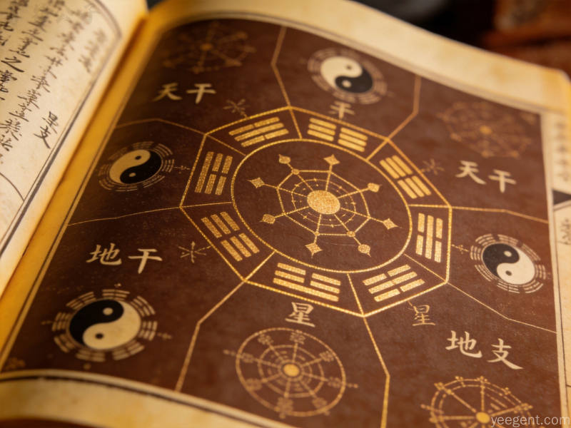 古籍书页上的星曜符号与天干地支文字