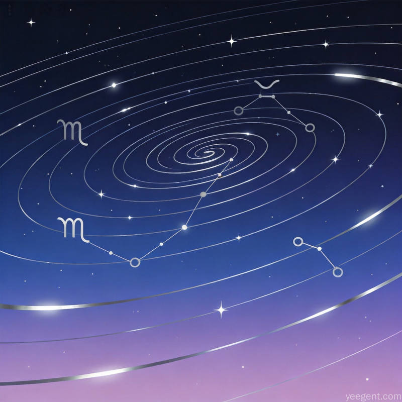 星轨交织形成优雅图案象征风象星座间思维共鸣的连接
