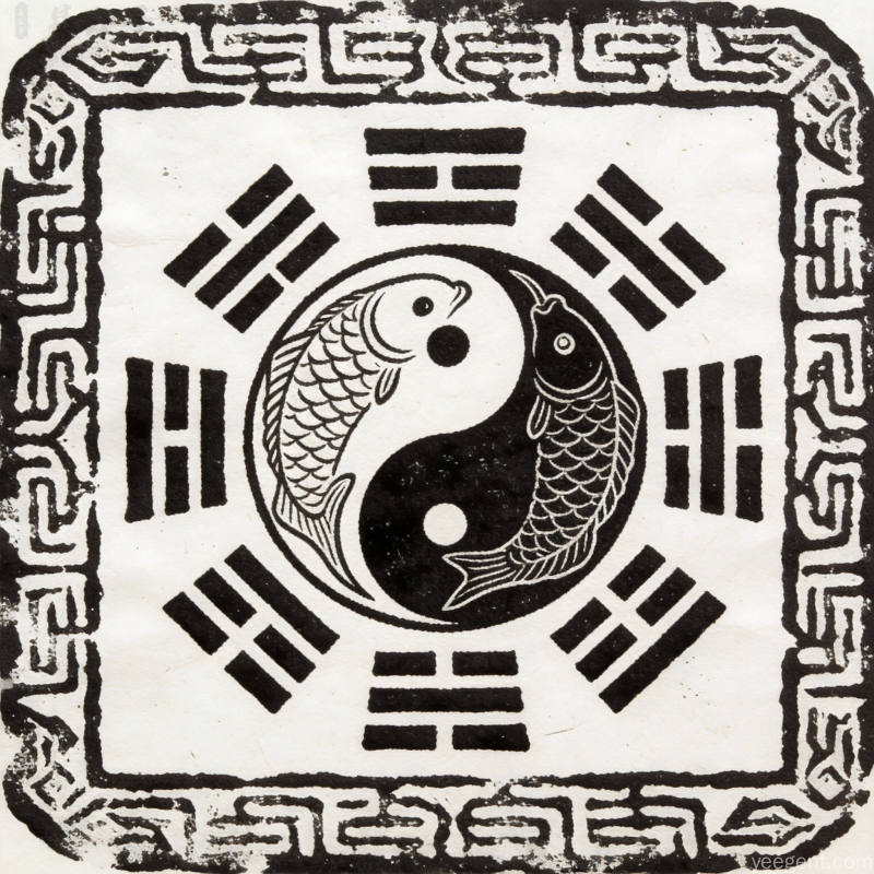 金石篆刻风格的太极阴阳八卦图