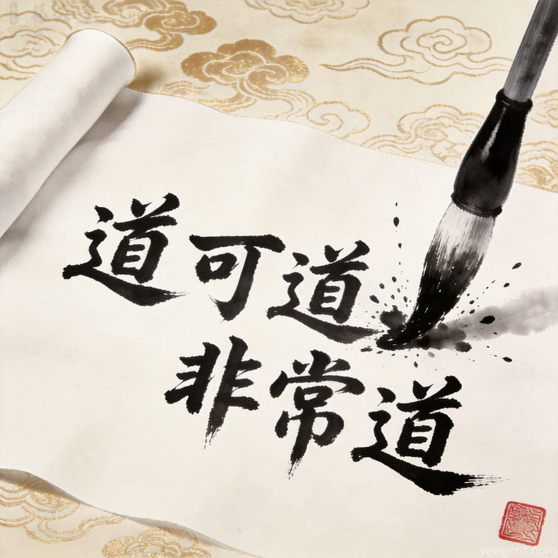 毛笔书写道德经道可道非常道的书法艺术特写