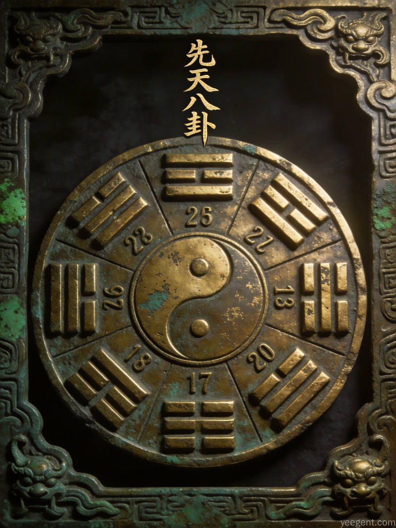 金石篆刻风格的先天八卦数排列图