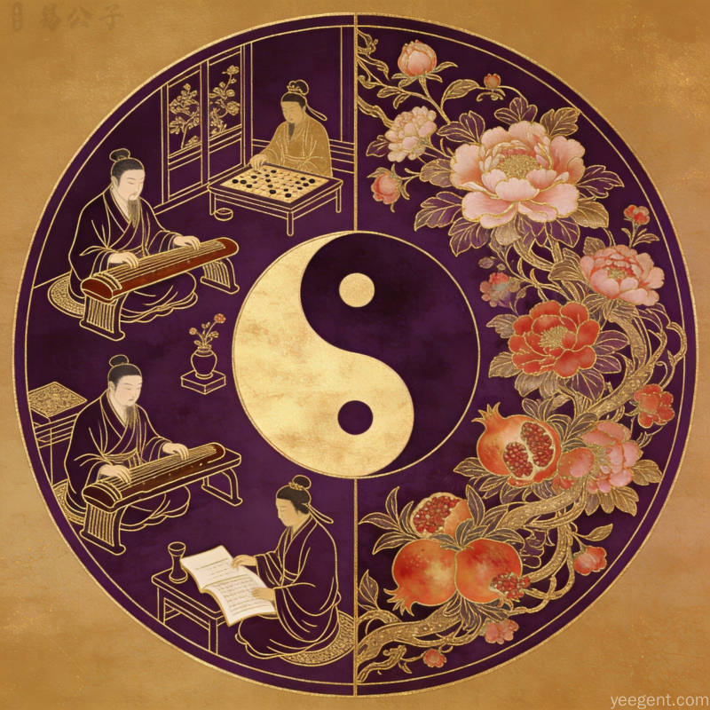 青花瓷纹风格三足金蟾口衔元宝的古典图案