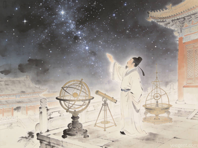 古代中国天文星象观测的传统绘画意境展现